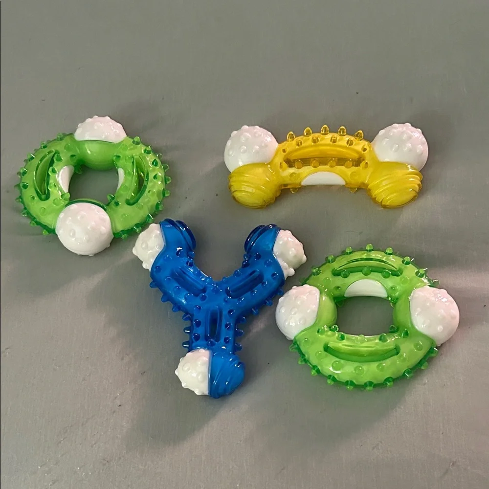 4 Colorful Dog Chew Toy Set